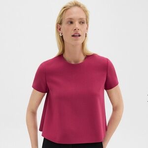 NWT Theory A-line Top in Admiral Crepe, Deep Rose, Size S